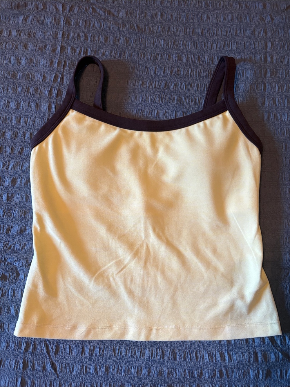 Vitality Women’s yellow Tank with Brown Trim